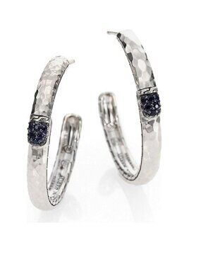 John Hardy Black Sapphire & Sterling Silver Medium Hoop Earrings